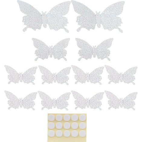 12 Autocollants 3D Brillants Argentés pour Mur Salon, Décoration Mariage et Décoration Intérieure (1/5)