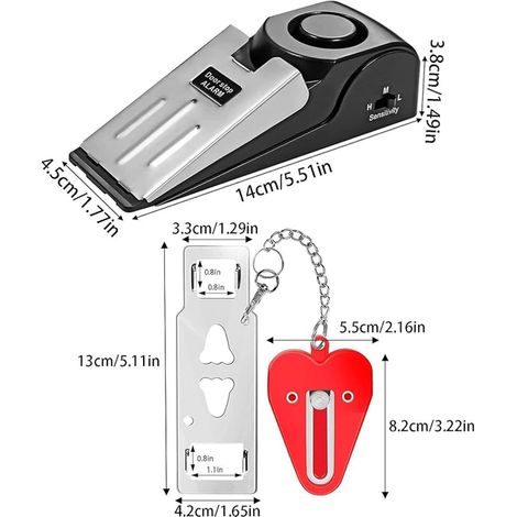 Door Stop with Alarm and Portable Door Lock, Door Stop with Alarm, Adjustable Double Protection Security Door Kit for Personal Protection of Home, Travel (1/3)