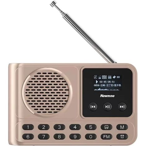 Mini radio FM portable, récepteur radio de poche, enceinte Bluetooth sans fil avec écran LCD, compatible avec les appels mains libres et la lecture de musique MP3. (1/5)