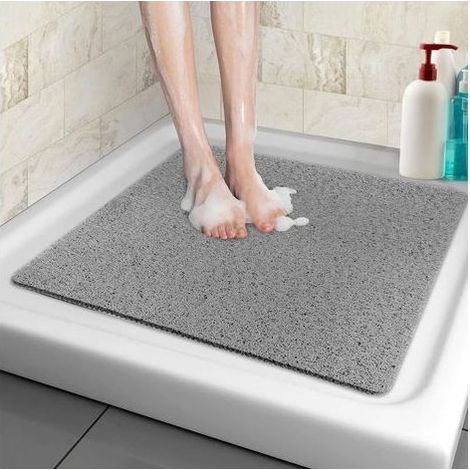 Tapis de douche antidérapant 60x60 cm – Surface texturée luffa pour massage – Maille creuse pour drainage rapide – Séchage facile (1/5)