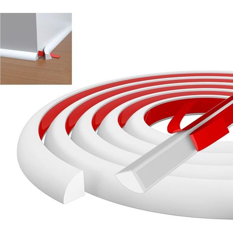 (Bianco) 2 metri di Stampaggio a Parete, Quarto Round, Plastica, Stampaggio Flessibile, Auto-Adesivo, Joint Decorativi Bagno TPE (1/5)