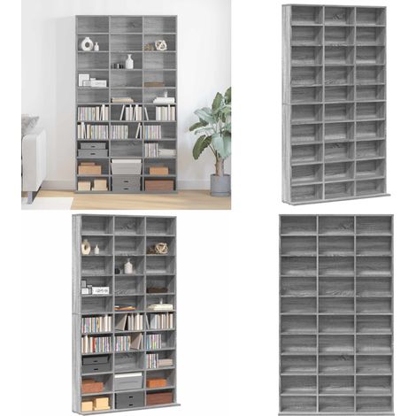 Armoire à CD Sonoma gris 102x23x177,5 cm Bois d'ingénierie - Meuble TV - Meuble Rangement - Bibliothèque - Armoire Cd - Rangement Disque - Home & Living (1/5)