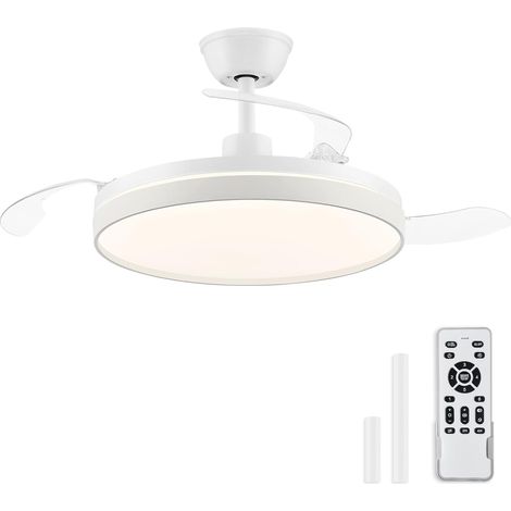 Ceiling fan with light 106 cm, invisible retractable blades, CCT 3000K-6500K, summer (1/5)