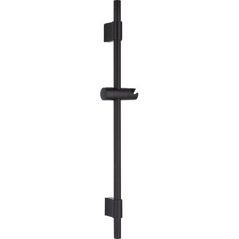 Eurosanit – Barre de douche noire mat – Installation murale simplifiée – Curseur ajustable en hauteur – Fixations fournies pour montage facile
