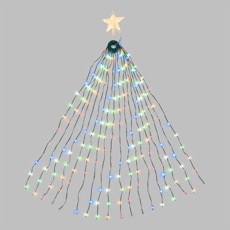 Guirlande lumineuse sapin de noël 1,55M et cimier étoile 304 LED RGB multicolore IP44 Lotti (1/5)