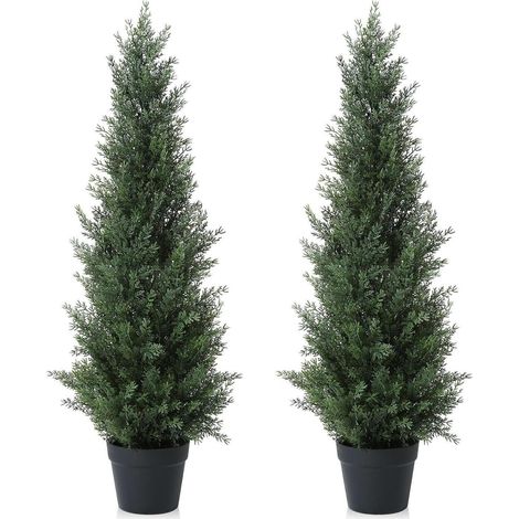 Künstlicher Zedernbaum 95 cm im Topf, 2er-Set, für Außenbereich (1/5)