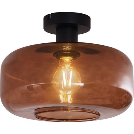 Retro Ceiling Light Black with Bronze Glass - Bizle