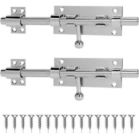 2 x Loquets Portes 20cm (8 Pouces) Verrou Targette de Porte Acier Inoxydable, Loquet Portail Massif avec Vis pour l'Intérieur et l'Extérieur (1/4)
