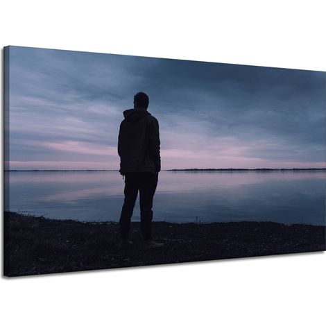 Leinwanddruck Landschaft See Mann 120x70