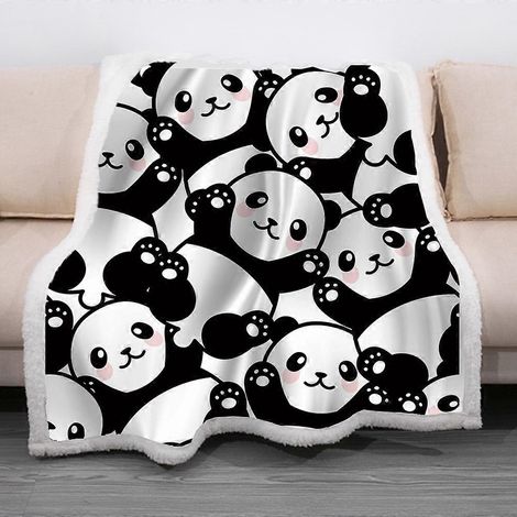Couverture Panda 60" x 50" - Couverture mignonne, jeté de lit ultra doux, couverture légère, cadeau pour garçons, filles, hommes et femmes.