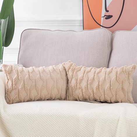 Doux Peluche Laine Courte Velours Décoratif Housses de Coussin Style pour canapé Chambre Kaki 30 x 50 cm (1/3)