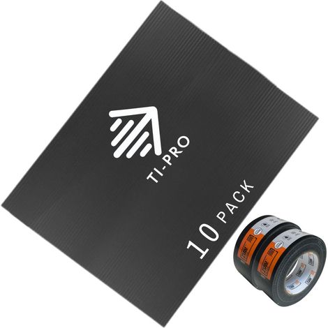 TI-PRO 10 Pack Correx Floor Protection Sheets 2.4m x 1.2m x 2mm + 2 Black Duct Tape Rolls - 50mm x 50m (1/5)