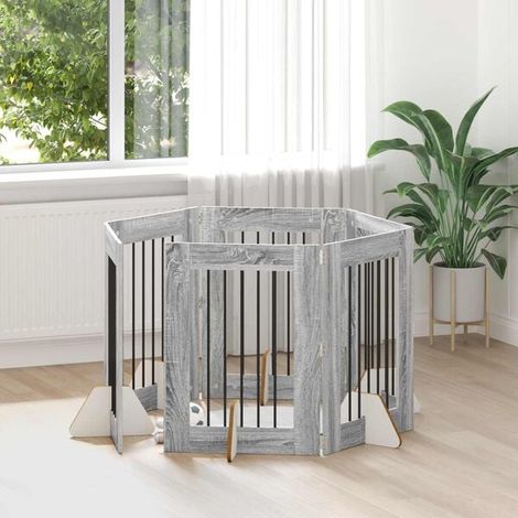 Clôture pour chien avec 6 supports gris Sonoma, mesurant 60 x 80 cm.