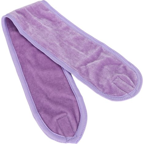 Bandeau SPA visage, serre-tête maquillage douche bain, bandeau sport en tissu éponge ajustable extensible, violet (1/5)