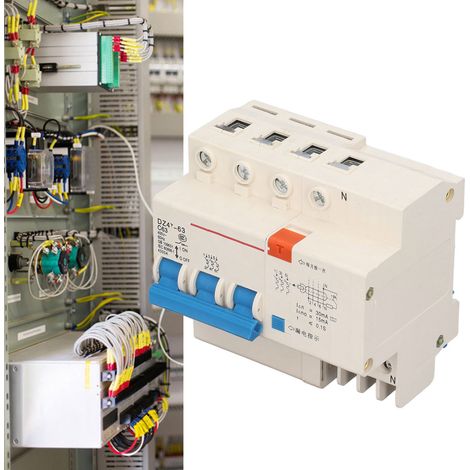 Elektronischer Fehlerstromschutzschalter (FI-Schalter) 3P 63A 220V 50/60Hz – Schutz vor Leckströmen, plötzlichen Stößen und Überlastung mit optischer Anzeige – ABS (1/5)