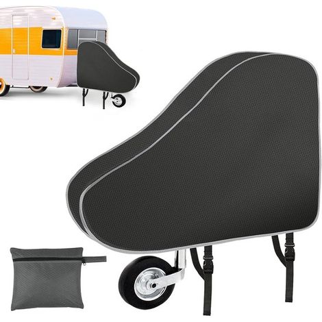 Housse de timon en deux parties, en tissu Oxford universel, compatible avec remorques et caravanes, avec double fermeture à pression, accessoire pour caravanes adapté aux attelages anti-lacets et aux (1/5)