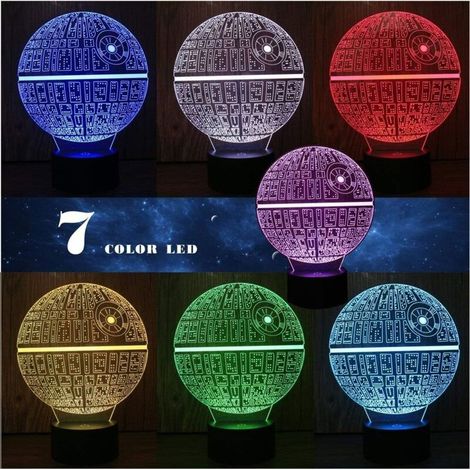 3D Lampes Illusions Optiques,7Models Touch Control Optique LED Illusion Night Light avec câble de charge pour Home Decor, enfants, ventilateurs Star Wars (Étoile de la mort)-Fei Yu (1/5)