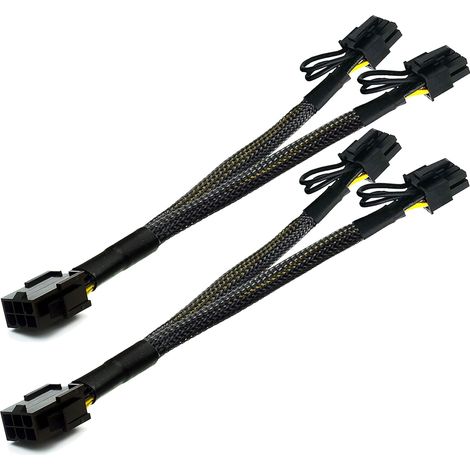 Cable D'extension Alimentation Pci-e - 6 Pin Vers Double 8 Pin 6+2 - Pour Carte Graphique - 25 cm - Lot De 2 (1/3)