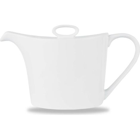 Théière ovale blanche Alc Ambiance 15 oz / 426 ml - Finedine (1/5)