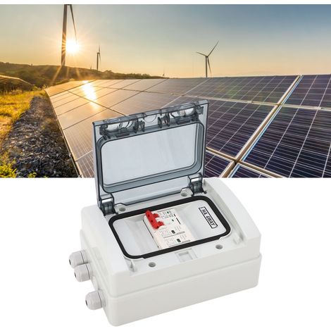 Boîtier de distribution miniature de disjoncteur DC500V, interrupteur de déconnexion photovoltaïque DC, boîtier étanche, interrupteur de disjoncteur solaire extérieur, étanche IP65 40A. (1/5)