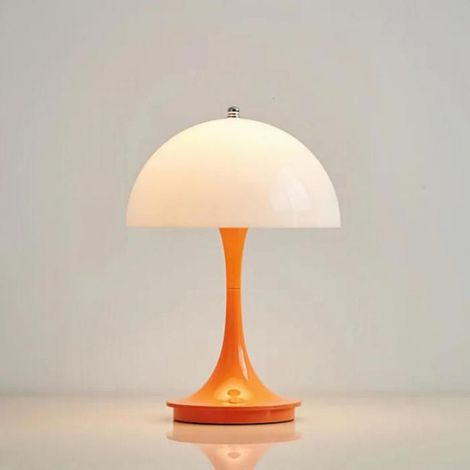 Lampe Champignon Rétro LED Rechargeable 1800mAh, 3 Niveaux Luminosité & Couleurs, Commande Tactile - Orange 16x23cm
