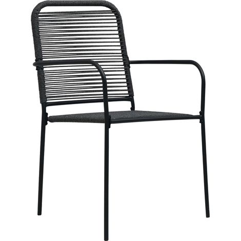 Chaises de jardin lot de 2 Chaises d'extérieur Corde en coton et acier Noir (1/5)