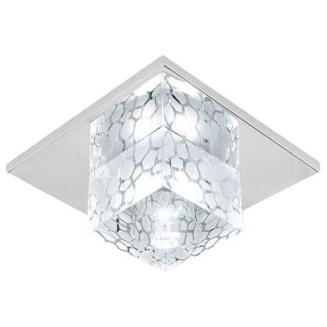 Moderne Kristall Deckenleuchte, 12cm Quadrat Lampenschirm Edelstahl Kronleuchter für Wohnzimmer, Esszimmer, Küche, Kinderzimmer - LED 5W Warmweiß