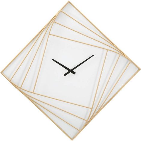 Orologio da parete a rombo in ferro color oro per salotto e cucina (1/5)