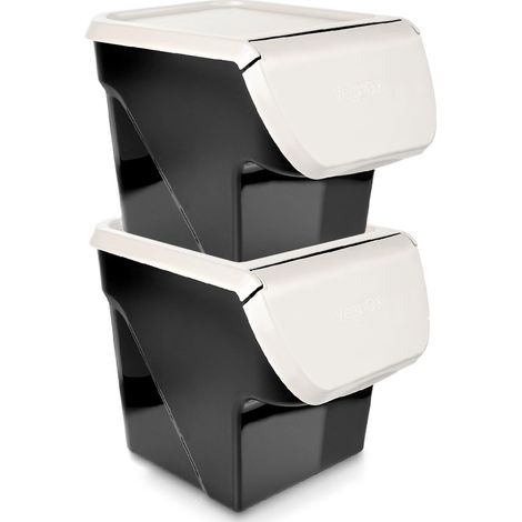 Recipiente para frutas y verduras con tapa, gris ceniza, 13 l, 2 uds.