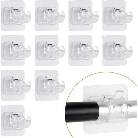12 Pièces Supports pour Tringles à Rideaux, Support Rideau sans Percage Crochets Adhesifs Rideaux Supports de Tringle Auto-Adhésifs (1/4)