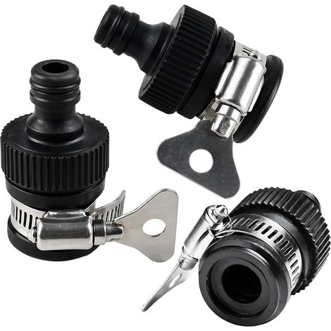 3PCS Hosepipe Tap Connector, Universal Tap Connector for Garden Irrigation Setup and Mobile Water Supply Connection, Black Hose Pipe Tap Connector (1/5)