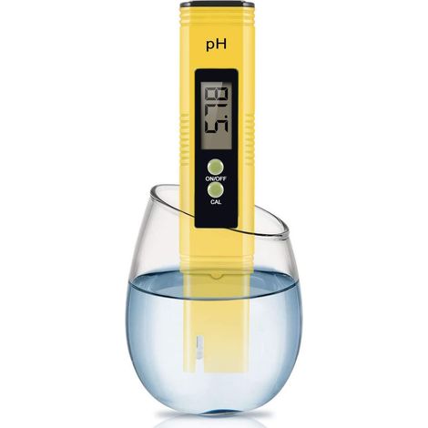 pH-mètre numérique, finition jaune, destiné à la vérification régulière de l'acidité des échantillons liquides à usage domestique.-AquaForge (1/5)