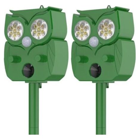 Répulsif à ultrasons pour chats, lot de 2, étanche, IP65, réglable pour repousser les chats errants, les pigeons, les cerfs et autres animaux. (1/4)