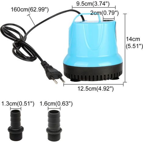 Mini pompe submersible, mini pompe de bassin ultra silencieuse, pompe à vide de cave pour jardins, aquariums, étangs, fontaines Conduite d'eau 15W + 1,5m 12mm
