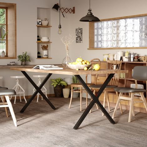 Mobilier Lot de 2 pieds de table en forme en croix 70 x 72 cm design industriel pour basse de chevet - noir