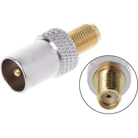 Adaptateur Coaxial Femelle SMA vers Fiche Mâle TV IEC, Connecteur RF Nickelé (1/5)
