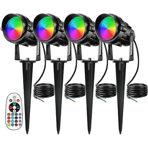 10W RGBW LED-Außenstrahler mit farbwechselnder Fernbedienung, IP65 wasserdicht und Erdspießmontage. (1/5)