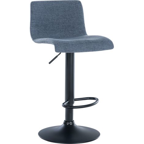 Sgabello da bar x1 dal design semplice con poggiapiedi in tessuto blu gambe in metallo nero 100004555