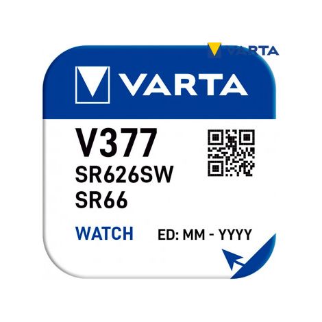 Micro pila de botón Varta silver sr66 - v377 1.55v blíster 1 unid ø6.8x2.5mm