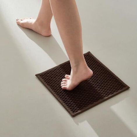 Petit tapis de bain, antidérapant, lavable, ultra-absorbant, fin, à séchage rapide et à poils courts, marron, 30 x 30 cm (1/5)