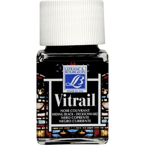 Peinture vitrail - Lefranc Bourgeois - Noir couvrant - Flacon de 50ml