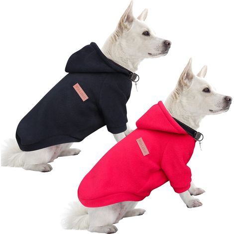 Sweat à Capuche en Polaire pour Chien Manteau Chaud et Élastique pour Petit et Moyen Chien Vêtement d'hiver Confortable Pull pour Animaux de Compagnie (1/4)