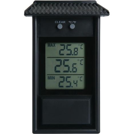 royaluxe -Hut thermomètre numérique de jardin extéri - Mini/Maxi thermomètre - Facile à fixer - Lecture immédiate - Mémoire des minimums et maximums - - Pour jardin, serre - 13x8CM-Noir (1/3)