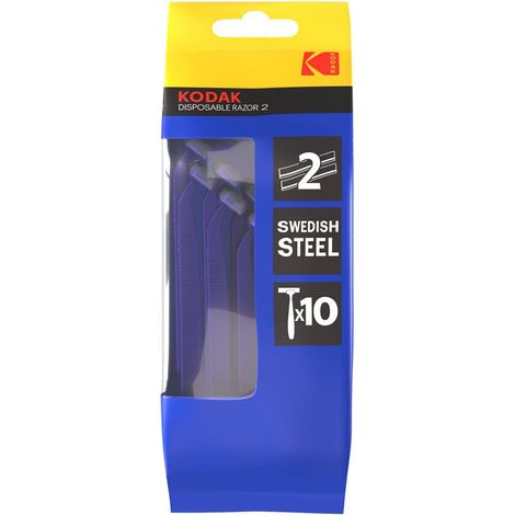 Rasoio da uomo KODAK blu 10 pezzi lamette usa e getta 2 lame disposable razor 2 (1/4)