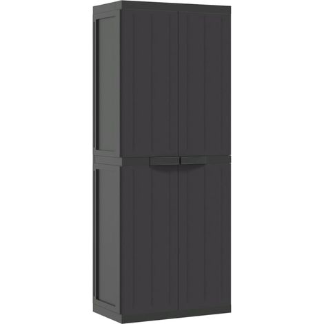 Armoire de rangement d'extérieur noir 65x37x165 PP (1/5)