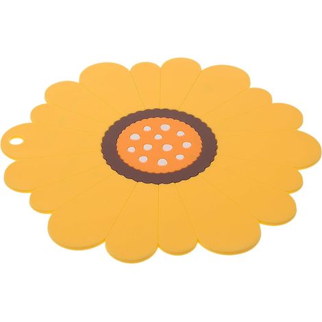 Dessous de Plat Antidérapant Multifonctionnel en Silicone Jaune Tournesol et Résistant la Chaleur pour Hôtel et Bureau (1/5)