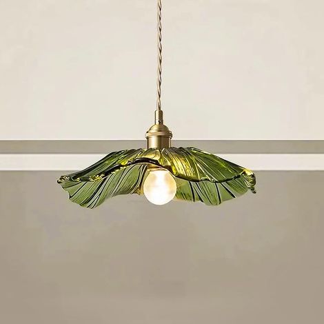 Luminaire Suspension Dôme en Verre Transparent Vintage Industrielle, E27 Plafonnier avec fini en laiton poli Lustre, Suspension Lampe de Salle à Manger Cuisine Salon Chambre green