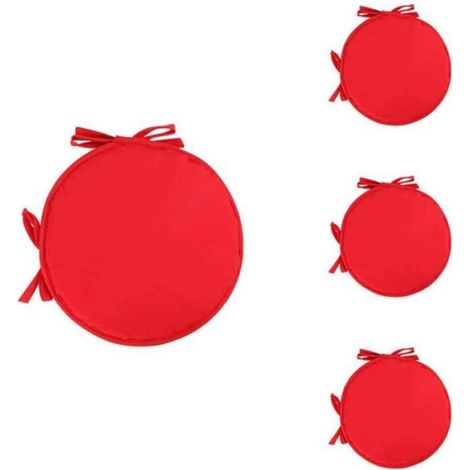 Lot de 4 Galette de Chaise Ronde, Cordon de Serrage, Polyester Souple, 38cm, pour Salle à Manger et Bureau (1/2)
