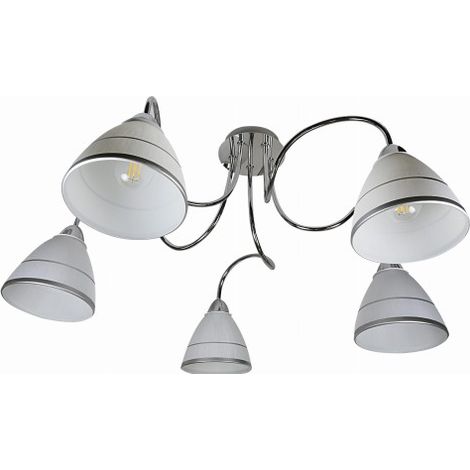 Plafonnier classique chrome 5xE14 verre Elf Candellux