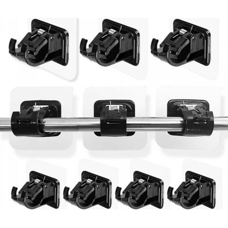 Lot de 10 supports de tringle à rideaux transparents et auto-adhésifs, sans perçage (noir) (1/5)